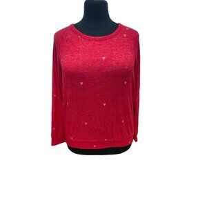 Buffalo David Bitton XL Red Long Sleeve Top With Subtle Heart Pattern